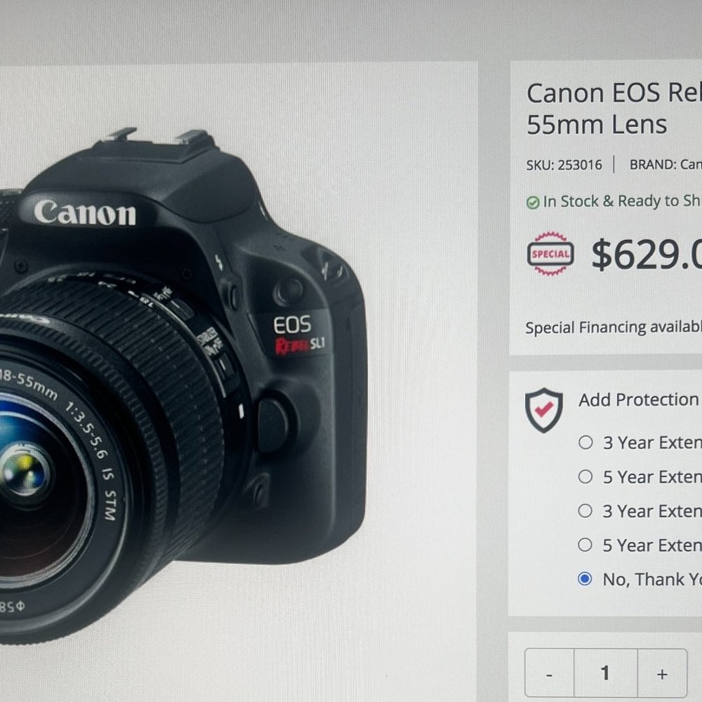 Canon EOS Rebel SL1 DSLR Camera with 18-55mm Lens